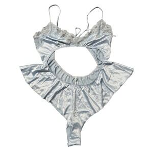 NWOT SKIMS Teddy Bodysuit Light Blue Lace Trim Cutout Size‎ 3X
